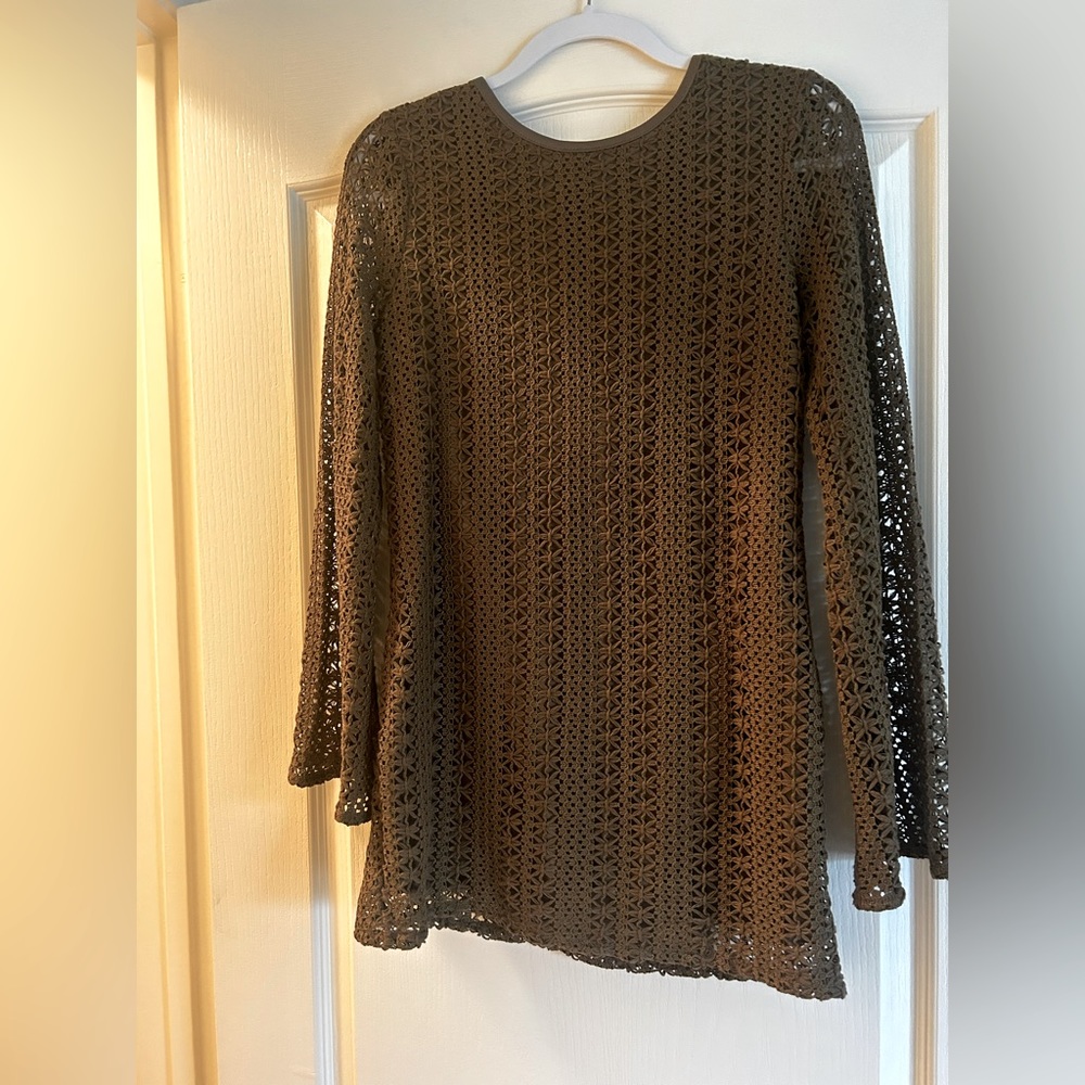 Green long sleeve Crochet dress